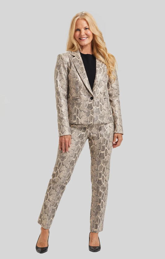 Carter Zip Pocket Blazer - Faux Leather Python