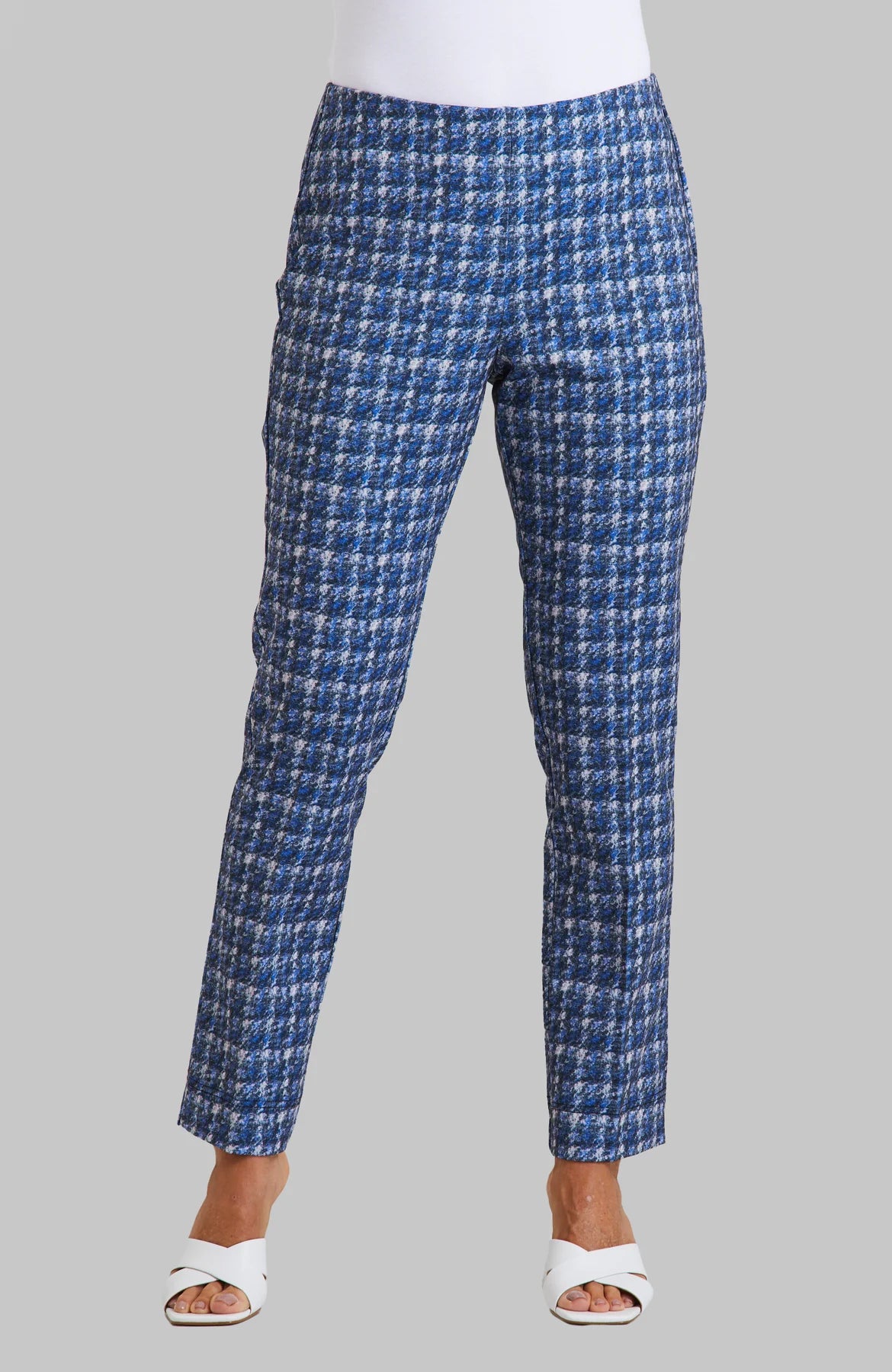 The Annie Pull On Pant - Royal Check Blue