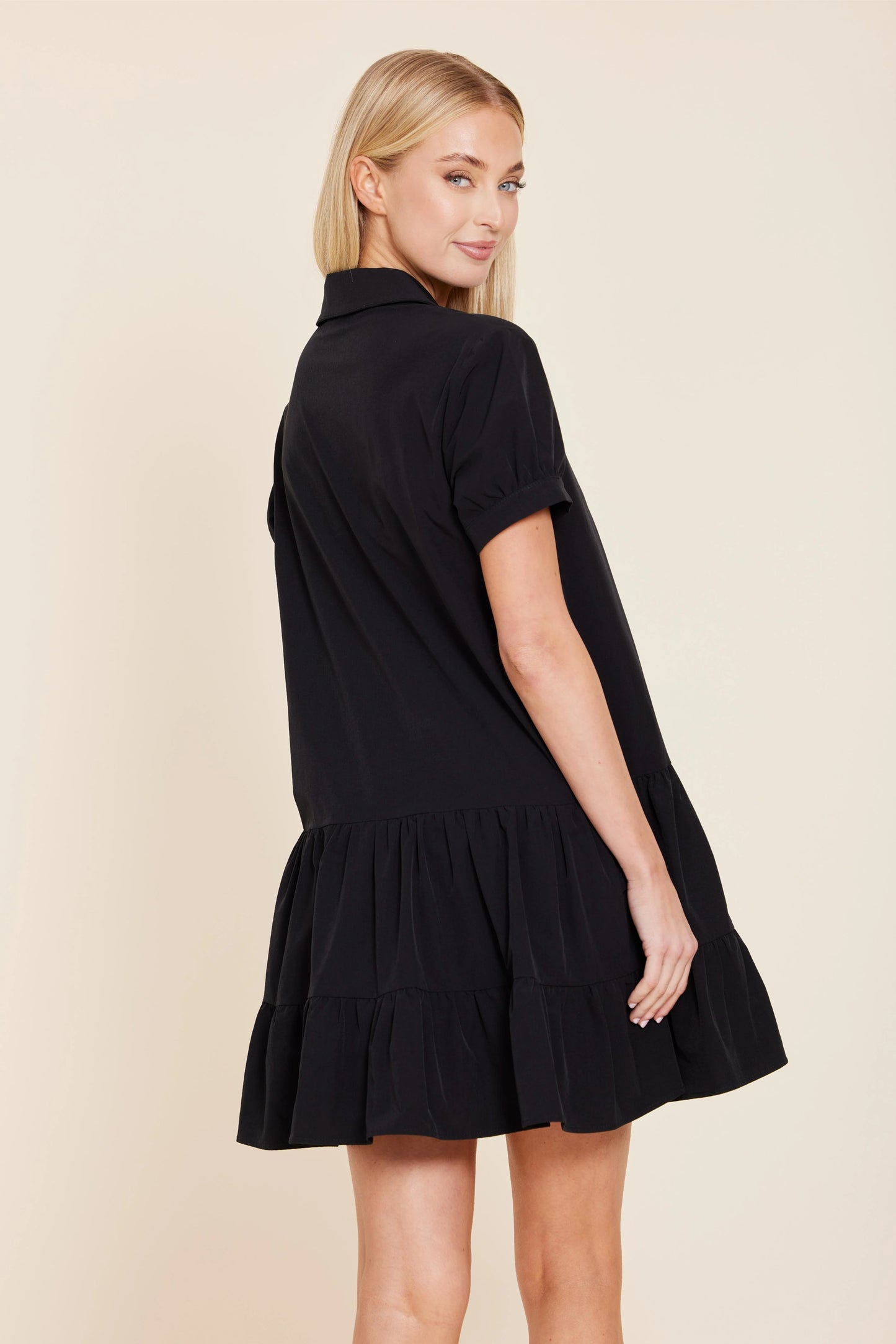 Stretch Ponti Drop Waist Dress - Black