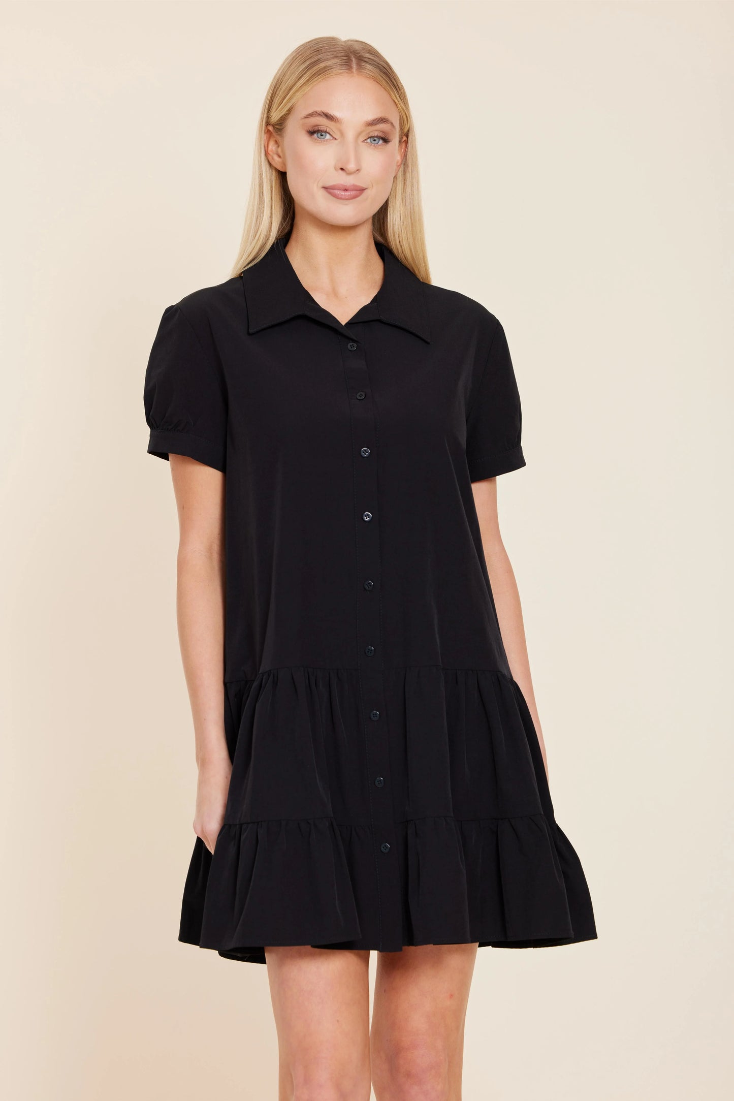 Stretch Ponti Drop Waist Dress - Black