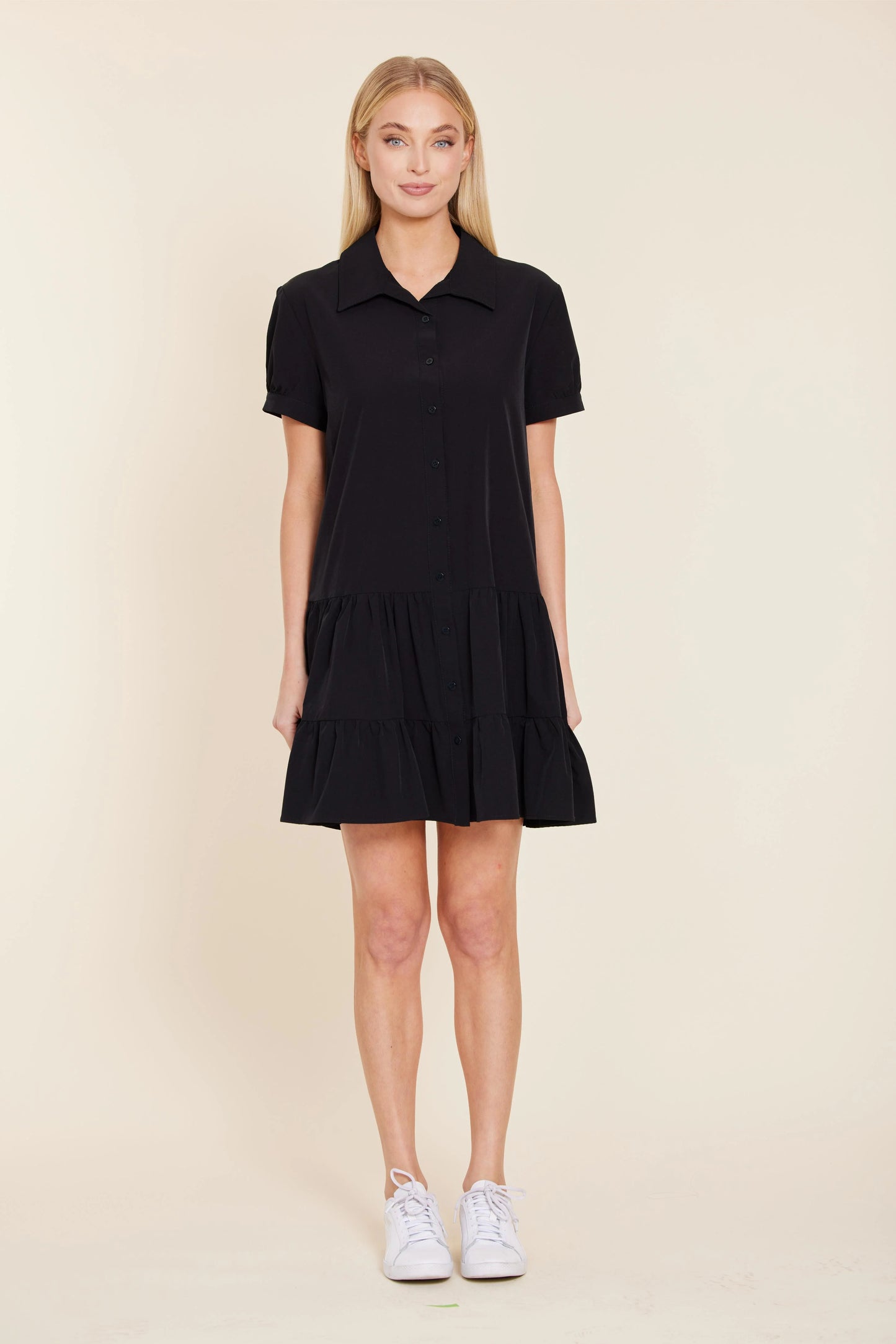 Stretch Ponti Drop Waist Dress - Black