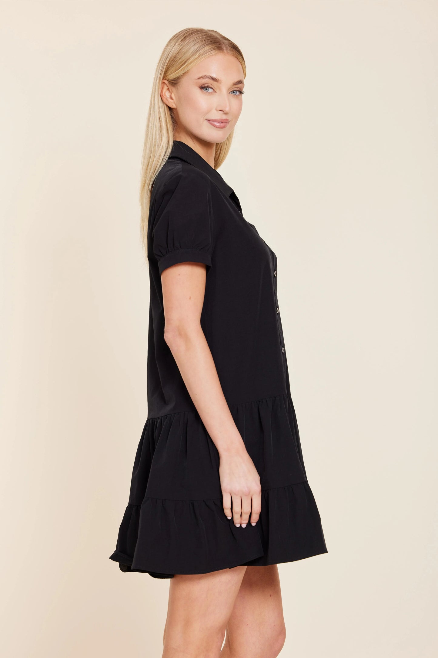 Stretch Ponti Drop Waist Dress - Black