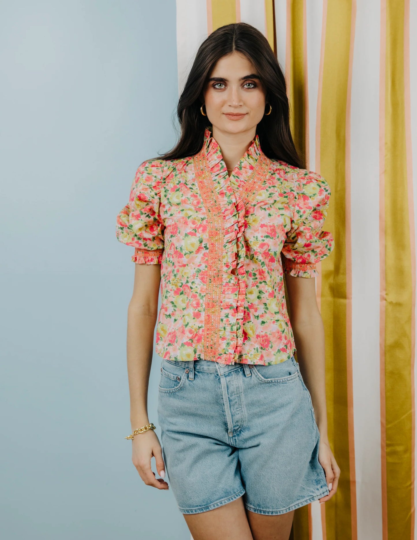 ZURI TOP SHORT SLEEVE - RAMESA FLORAL PRINT
