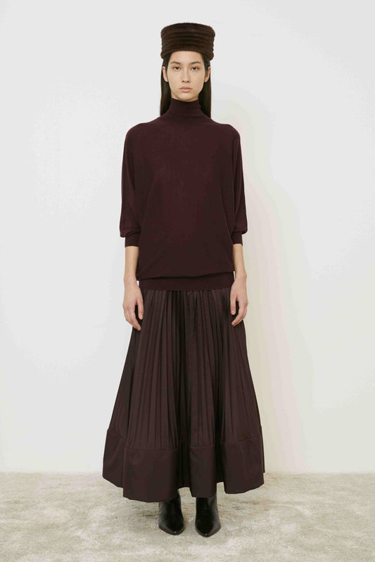 Burgundy Pleated Skirt