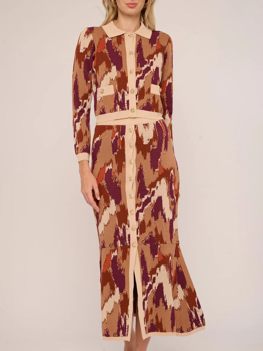 Mel Knit Skirt - Amber Brush Print
