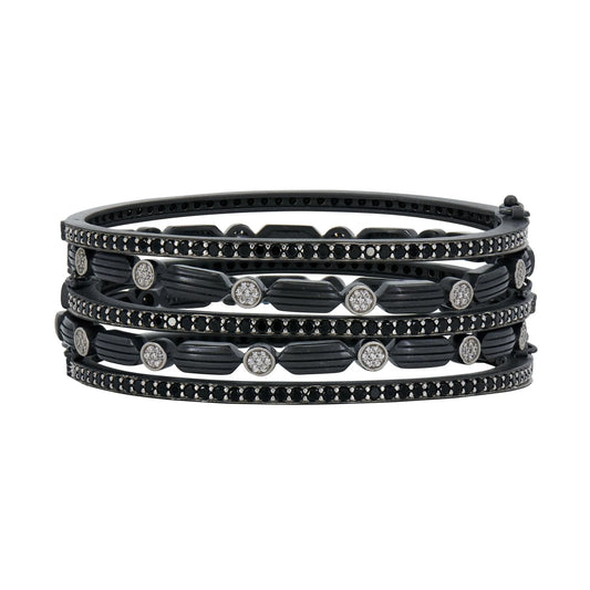 INDUSTRIAL FINISH RIBBED METRO 5-STACK HINGE BRACELET