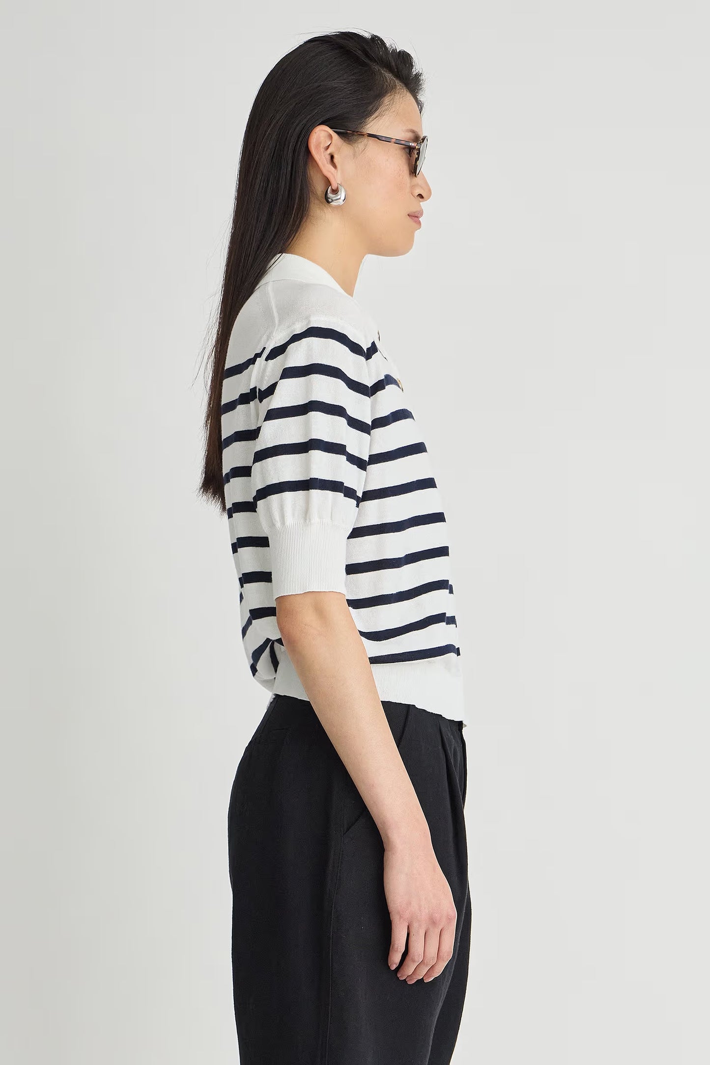 Oda Polo - Cream & Midnight Stripe