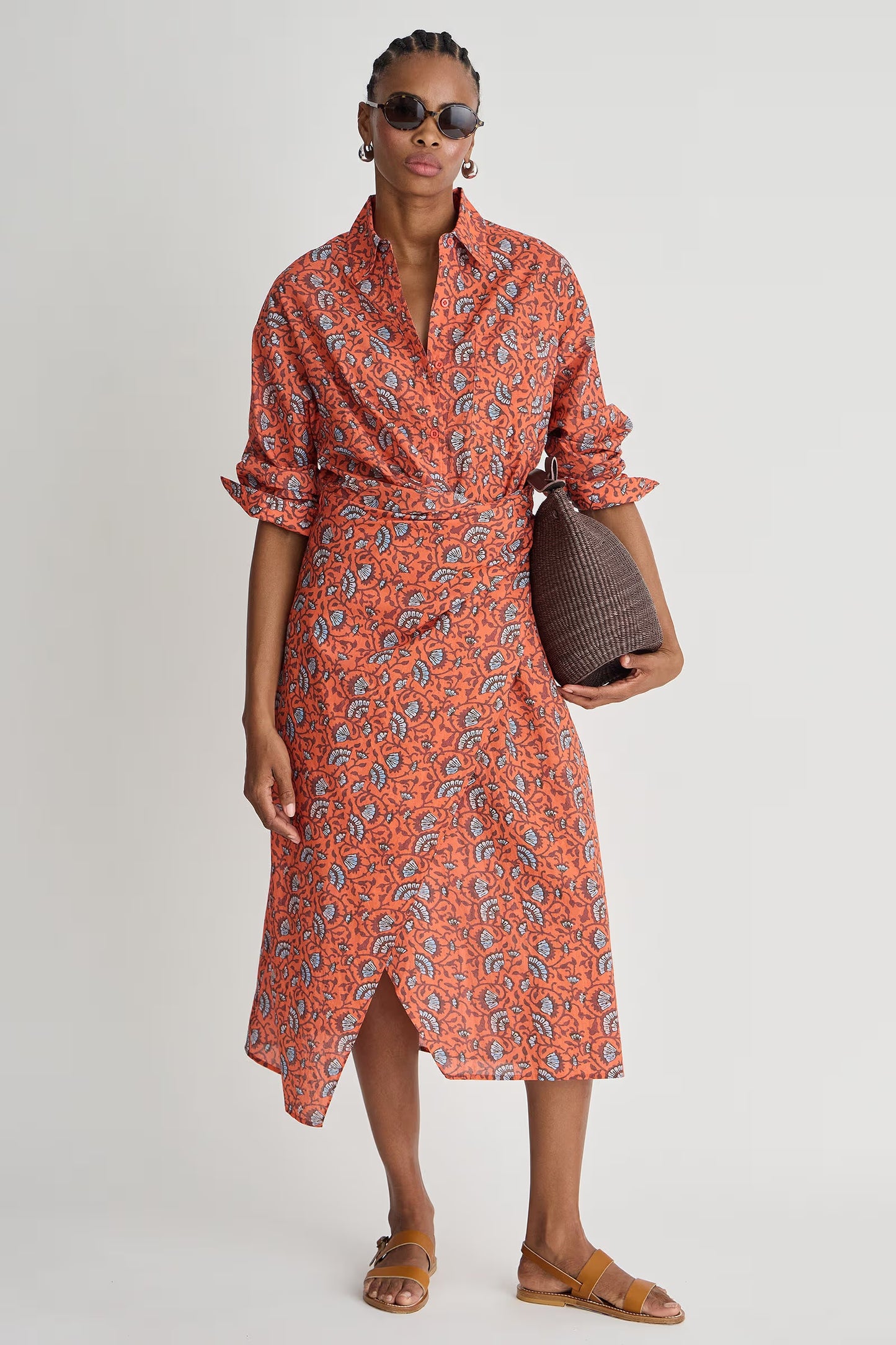 Alexia Wrap Dress - Night Blooms Firecracker