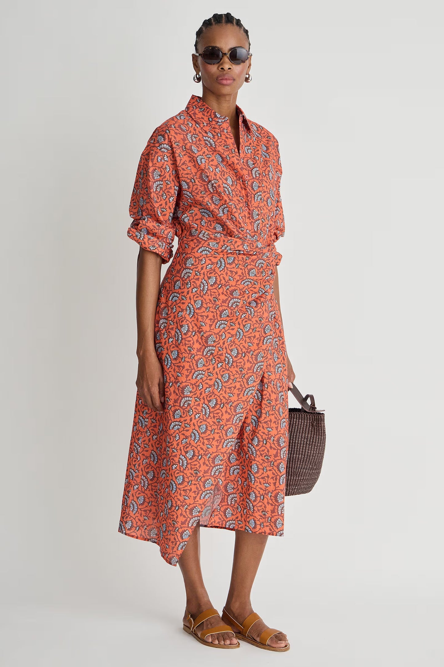 Alexia Wrap Dress - Night Blooms Firecracker