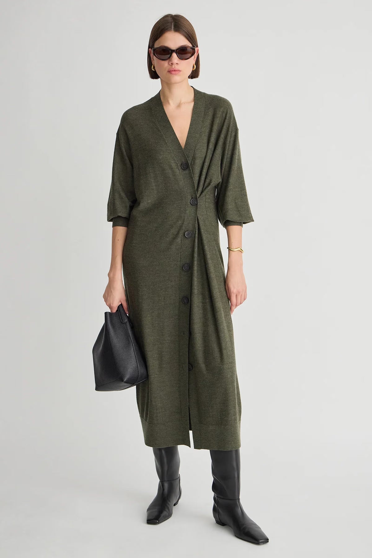 Drippy Cardi Dress - Olive