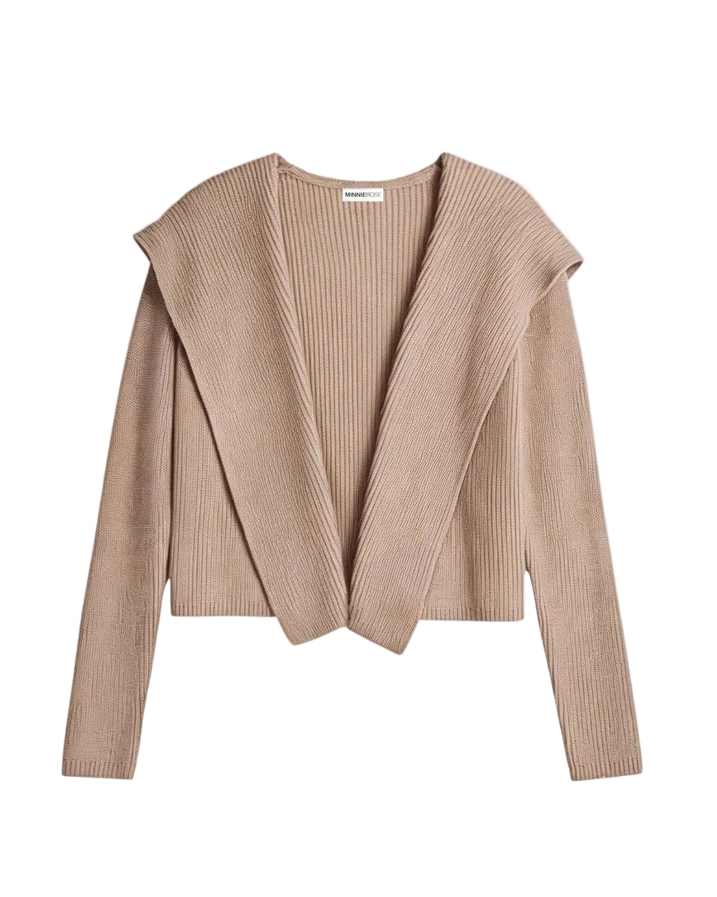 Cotton Shaker Hooded Flyaway Cardigan - Brown Sugar