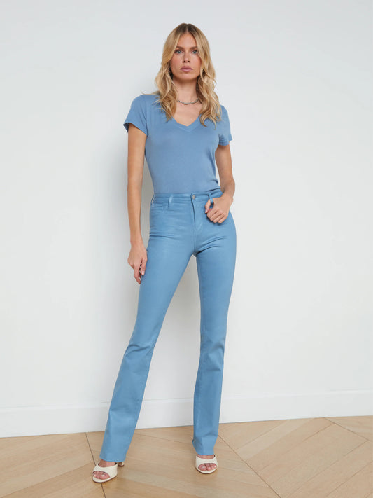 Ruth High Rise Coated Jean - Blue Mist