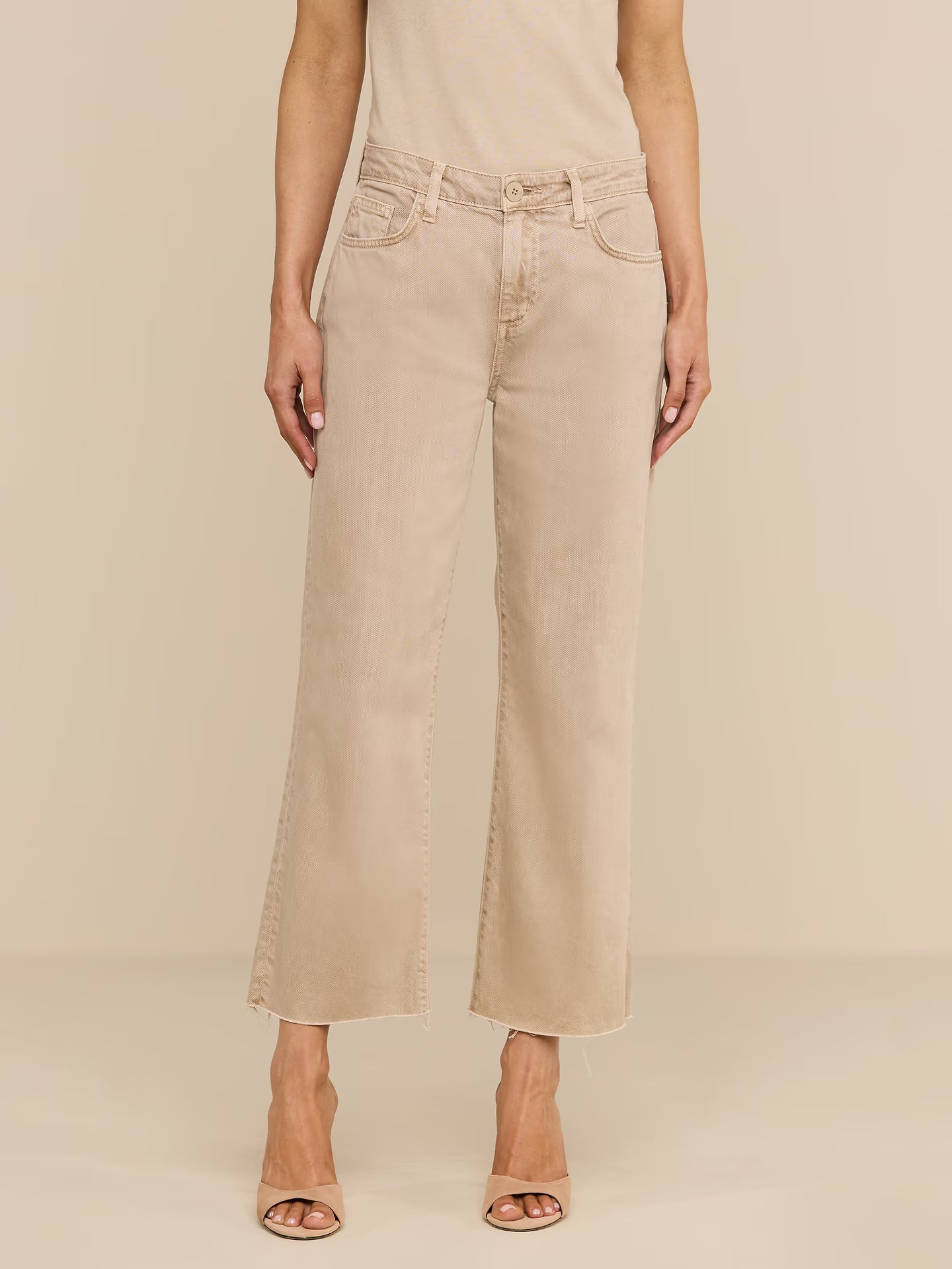 Wanda High Rise Wide Leg Crop - Biscuit