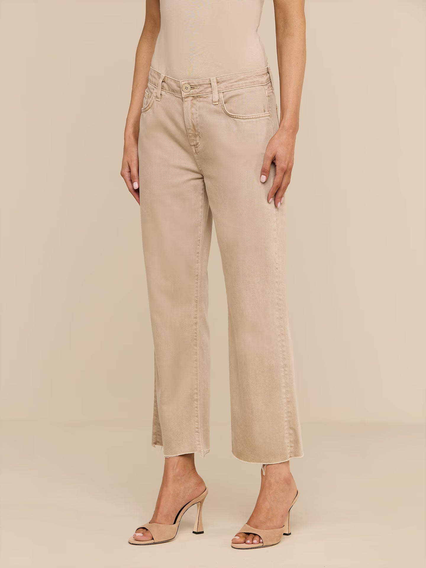 Wanda High Rise Wide Leg Crop - Biscuit