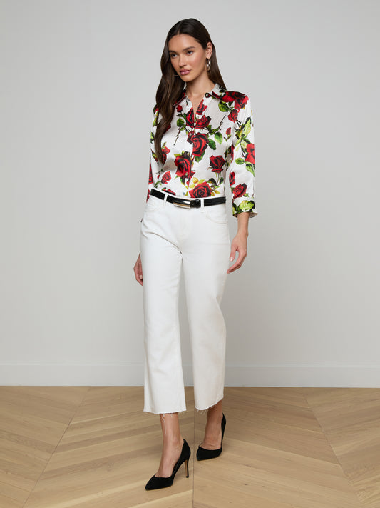Wanda High Rise Crop Wide Leg - Blanc