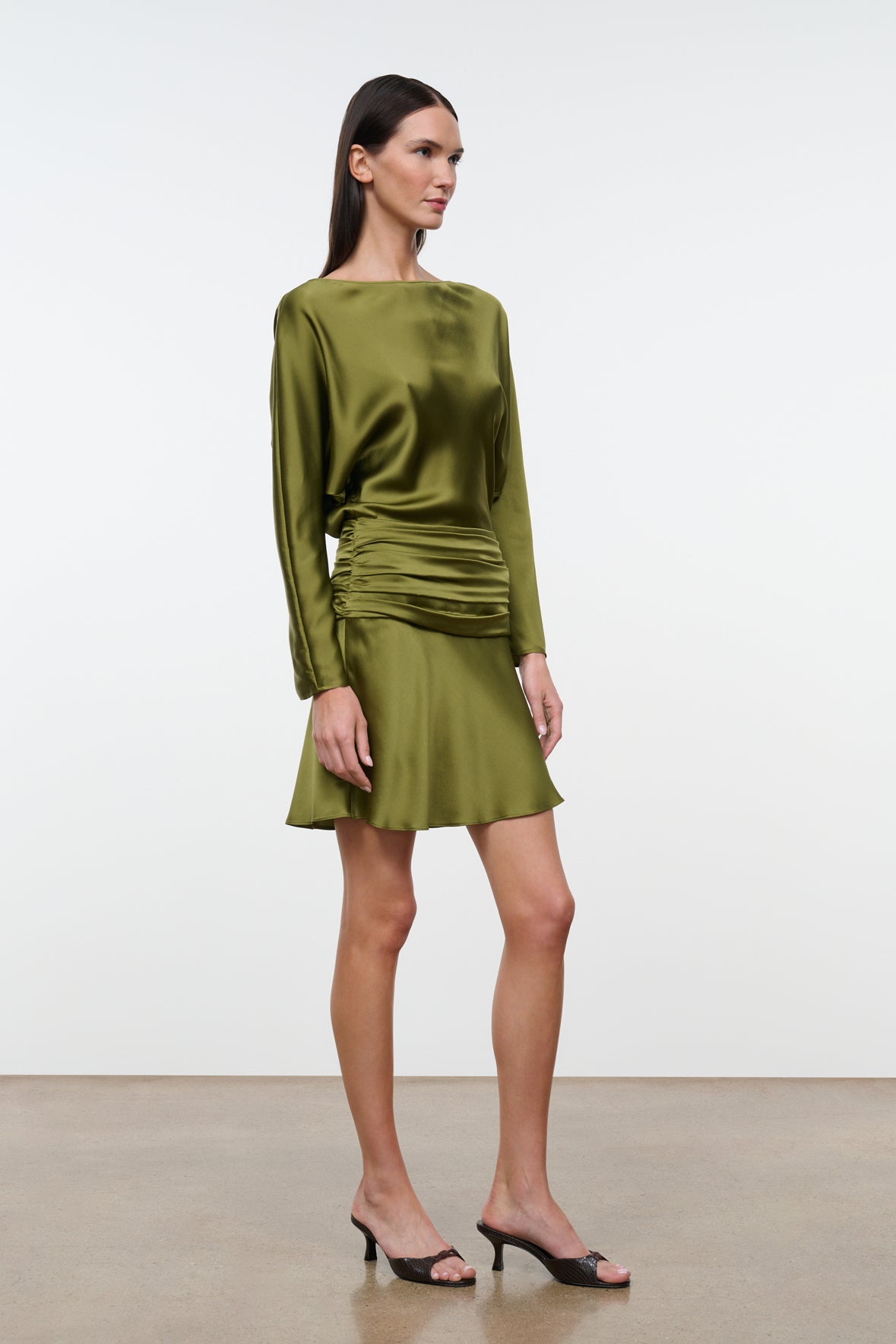 Freda Silk Mini Dress - Pear