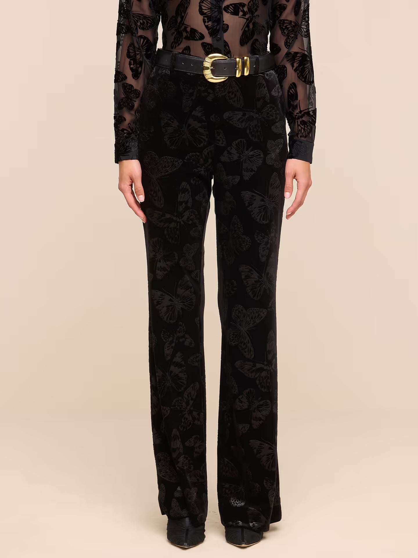 Frances Bootcut Trouser - Black Butterfly