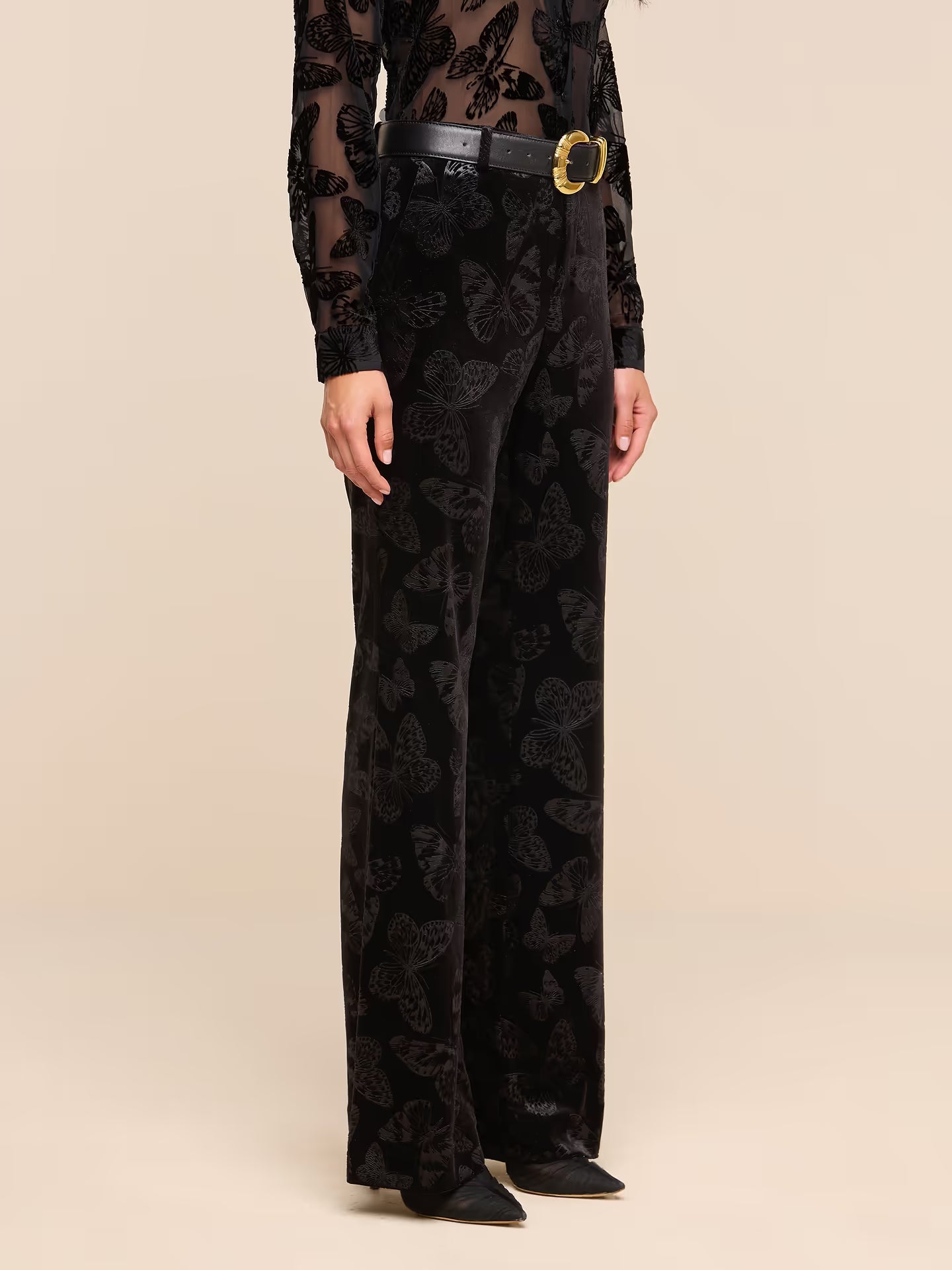 Frances Bootcut Trouser - Black Butterfly