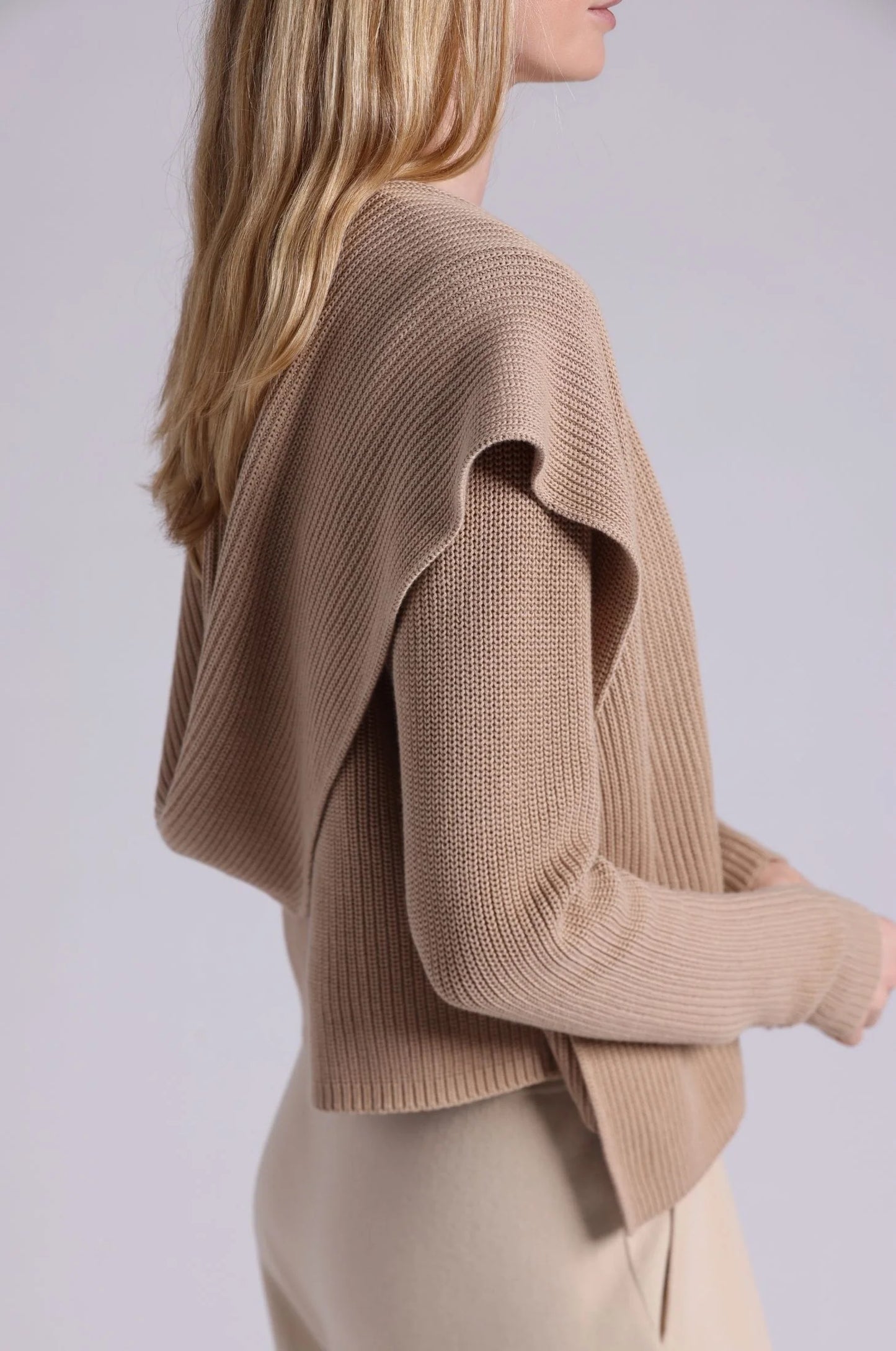 Cotton Shaker Hooded Flyaway Cardigan - Brown Sugar