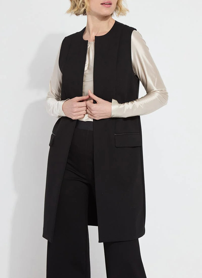 Denver Ponte Sleeveless Coat - Black