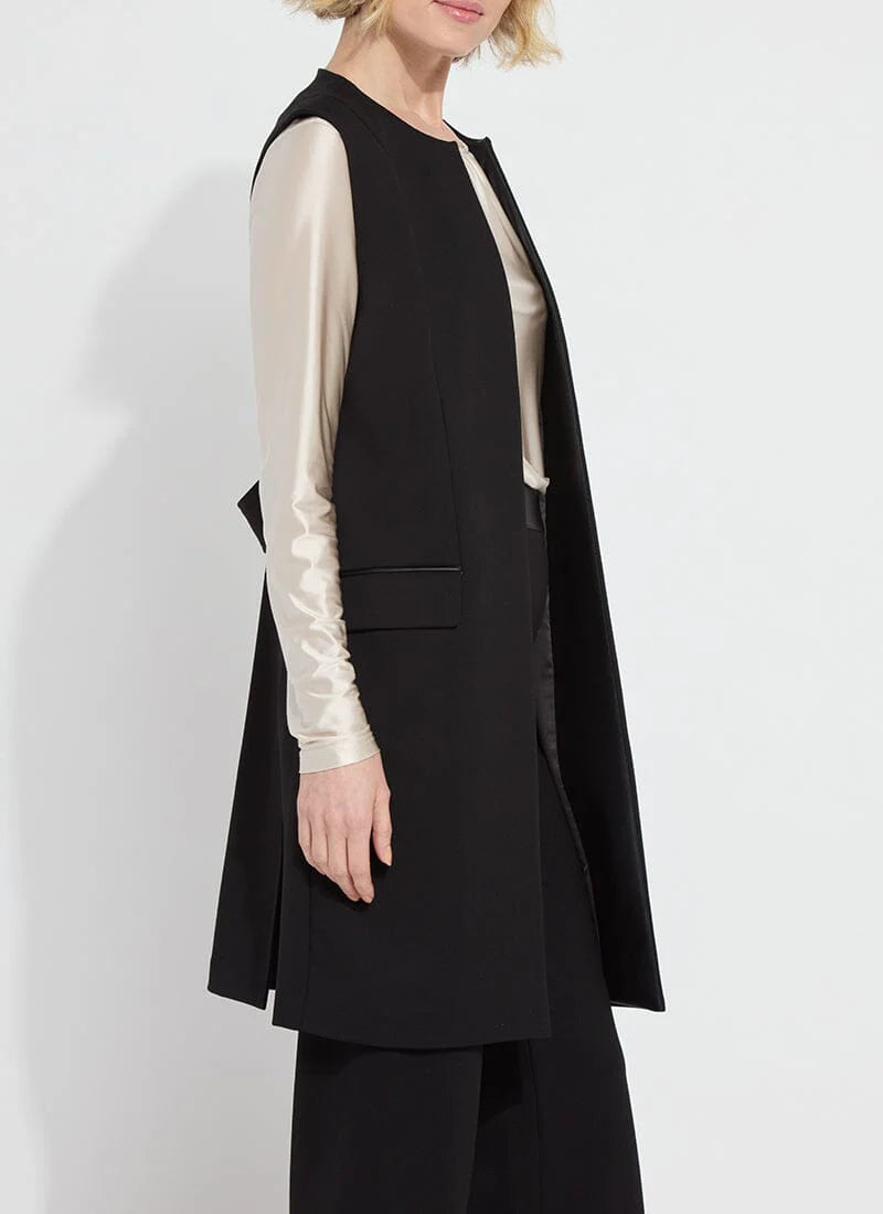 Denver Ponte Sleeveless Coat - Black