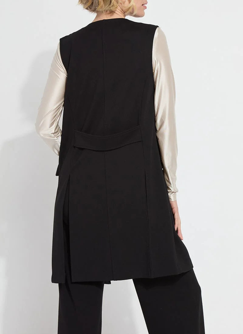 Denver Ponte Sleeveless Coat - Black