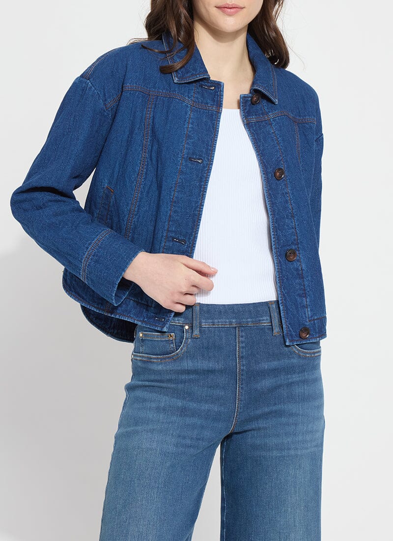 Sloane Quilted Denim Jacket - Dark Midwash