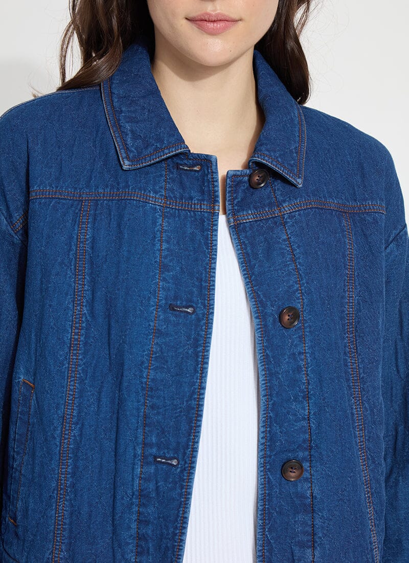 Sloane Quilted Denim Jacket - Dark Midwash