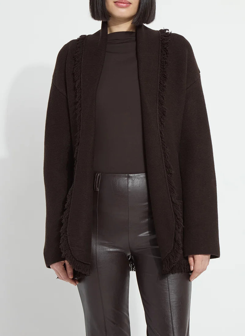 Dixie Fringe Belted Cardigan - Double Espresso