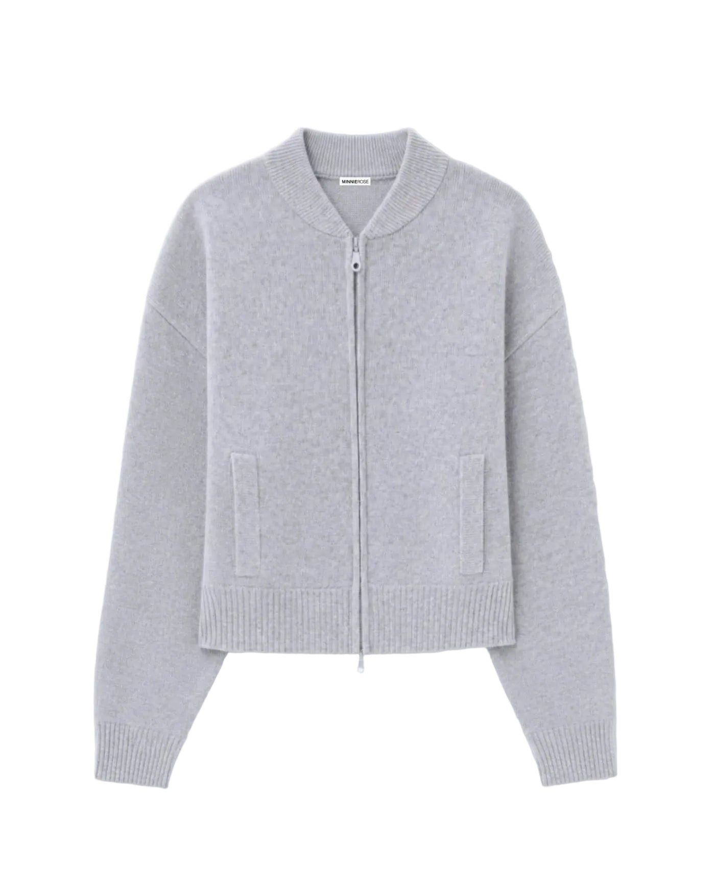 Cashmere Cropped Bomber - Foxy Silver