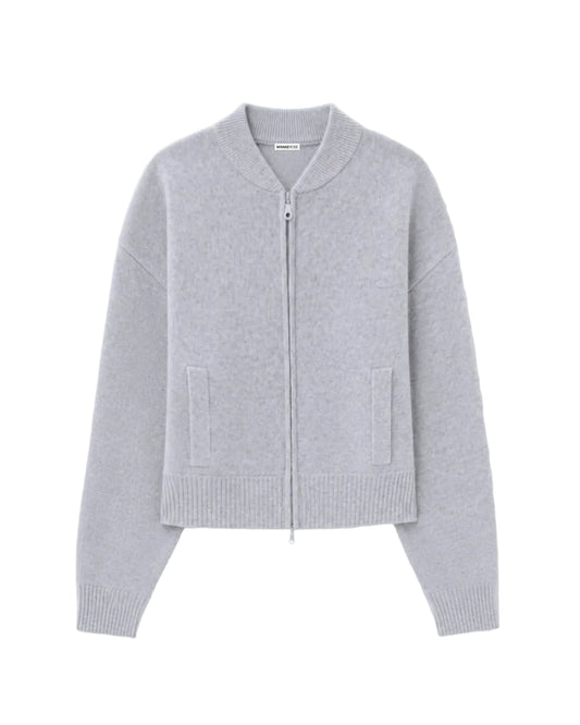 Cashmere Cropped Bomber - Foxy Silver