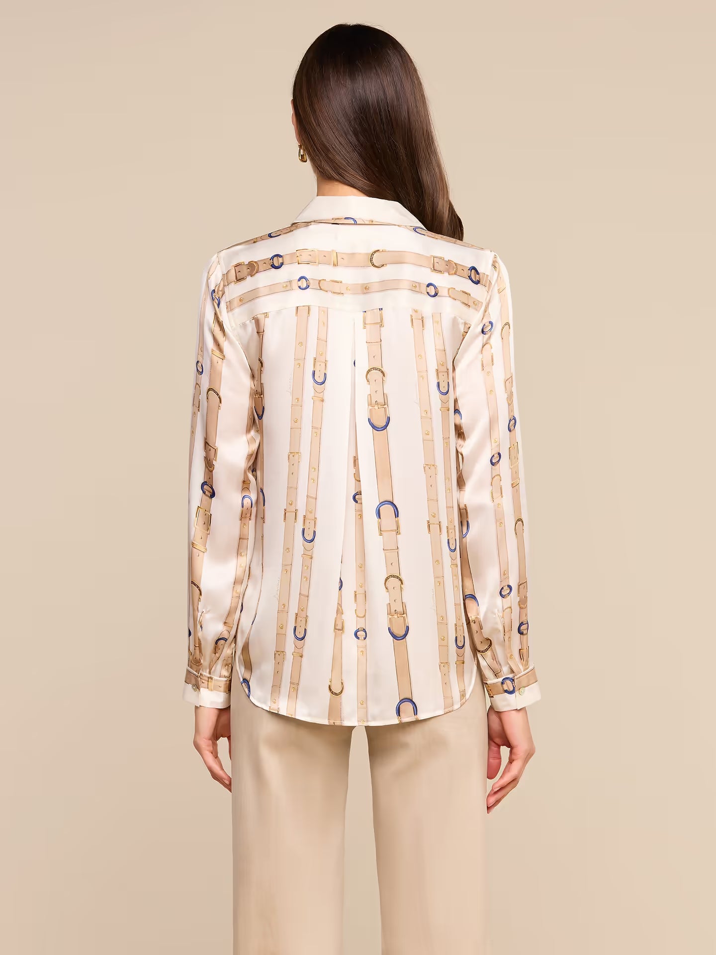 Tyler Silk Blouse - Ecru Multi Stud Belt Stripe