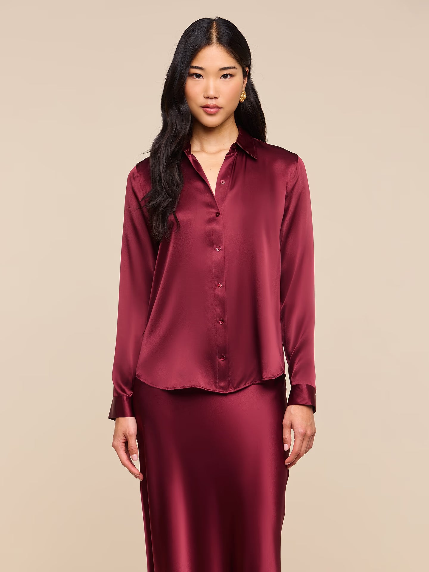Tyler Silk Blouse - Merlot Red