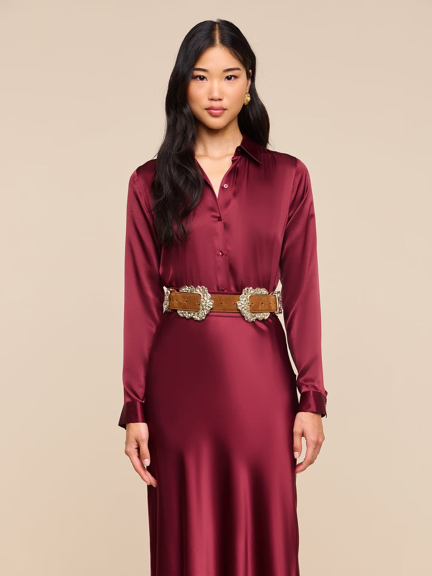 Tyler Silk Blouse - Merlot Red