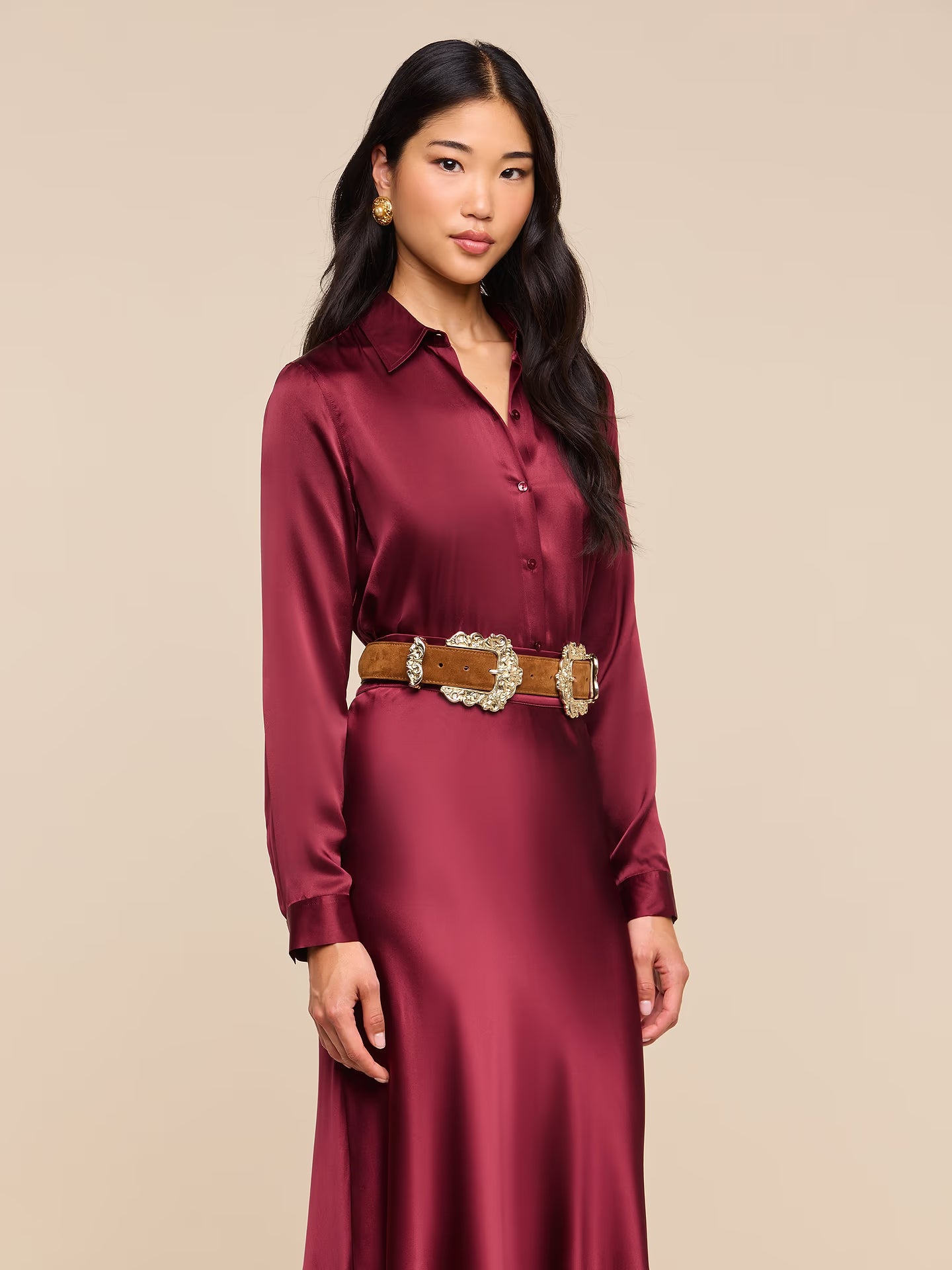 Tyler Silk Blouse - Merlot Red