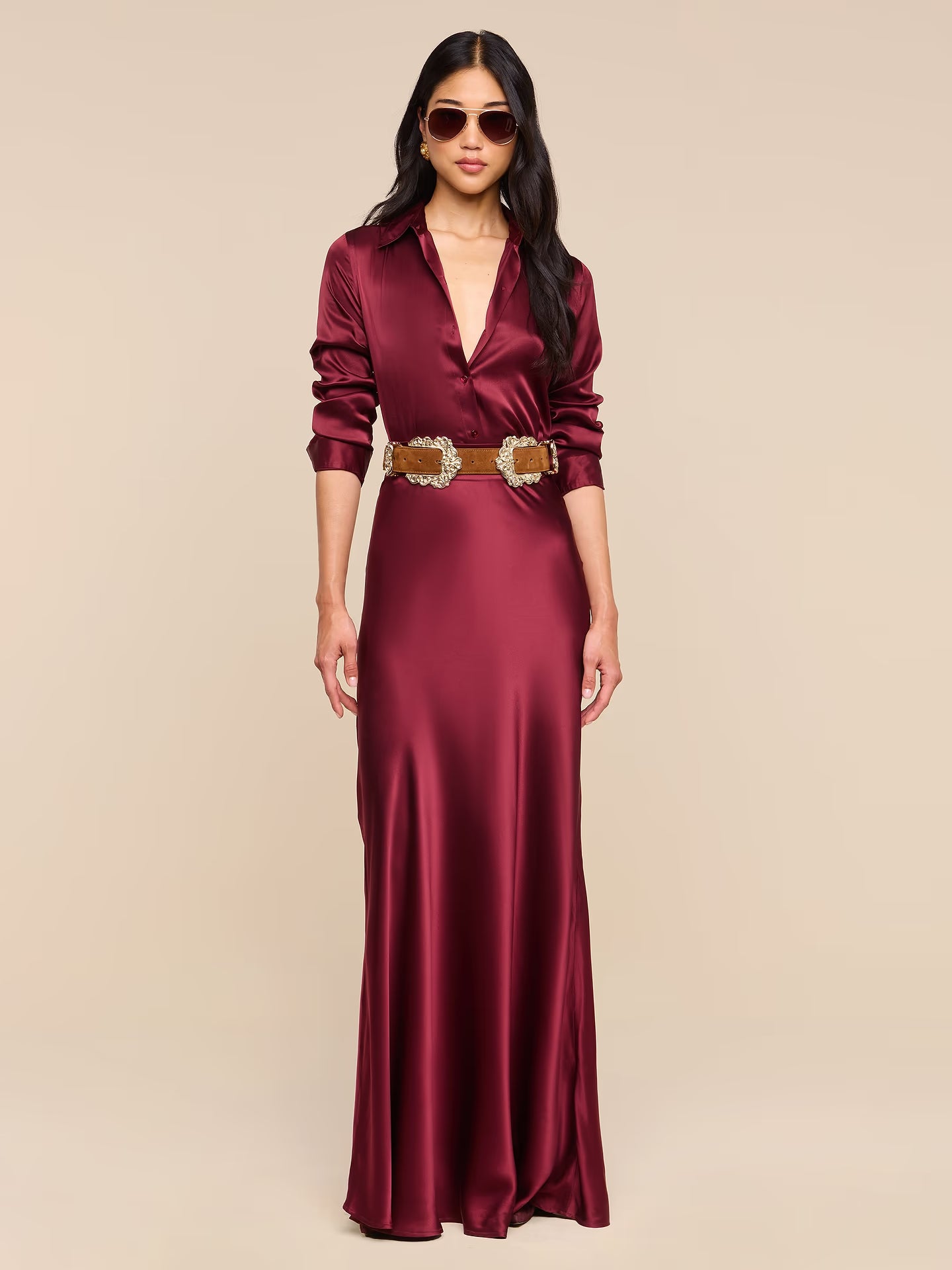 Tyler Silk Blouse - Merlot Red