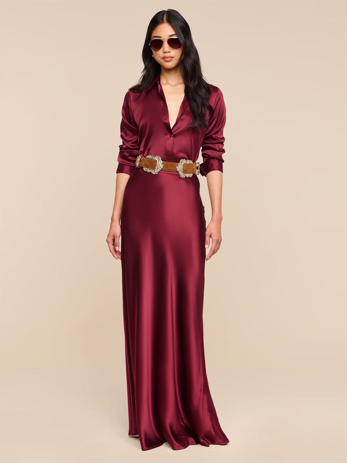Tyler Silk Blouse - Merlot Red