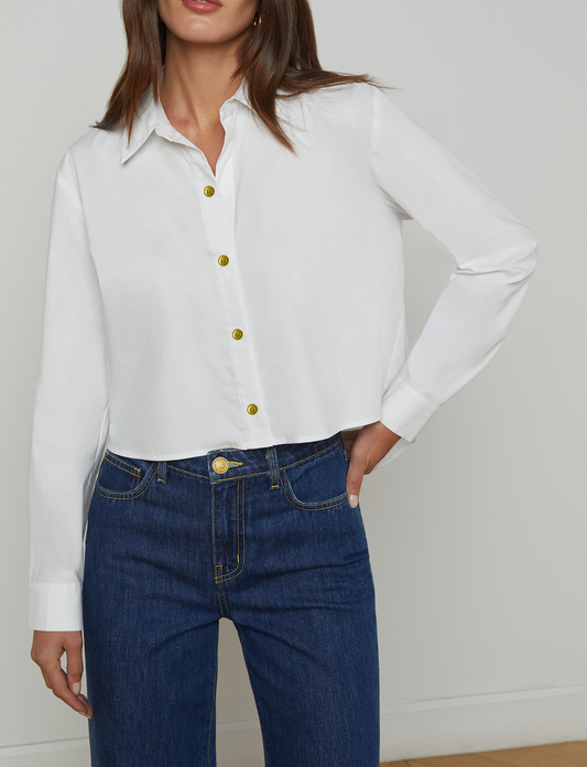 Cosette Crop High Low Shirt - White
