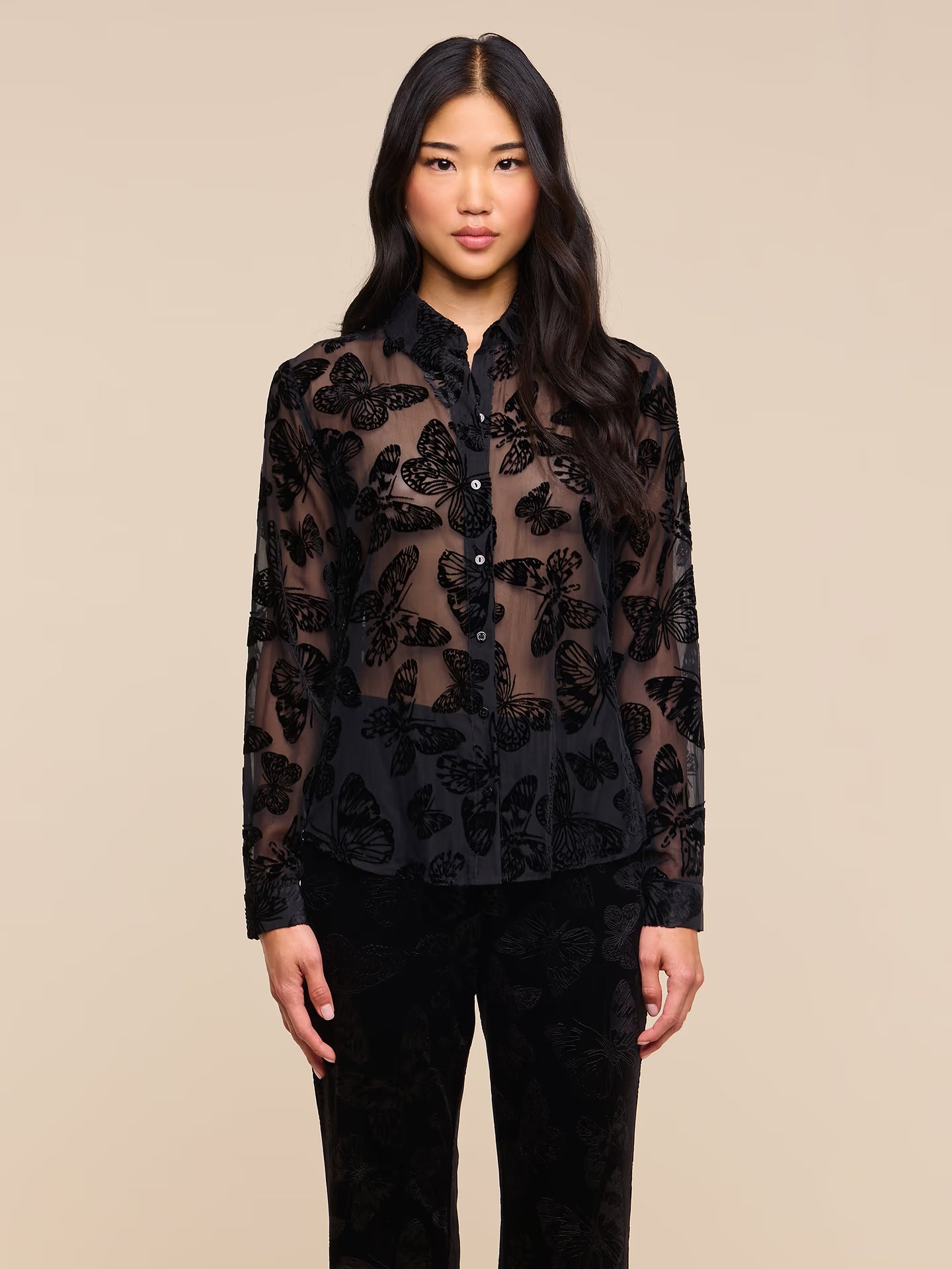 Laurent Velvet Blouse - Black Butterfly