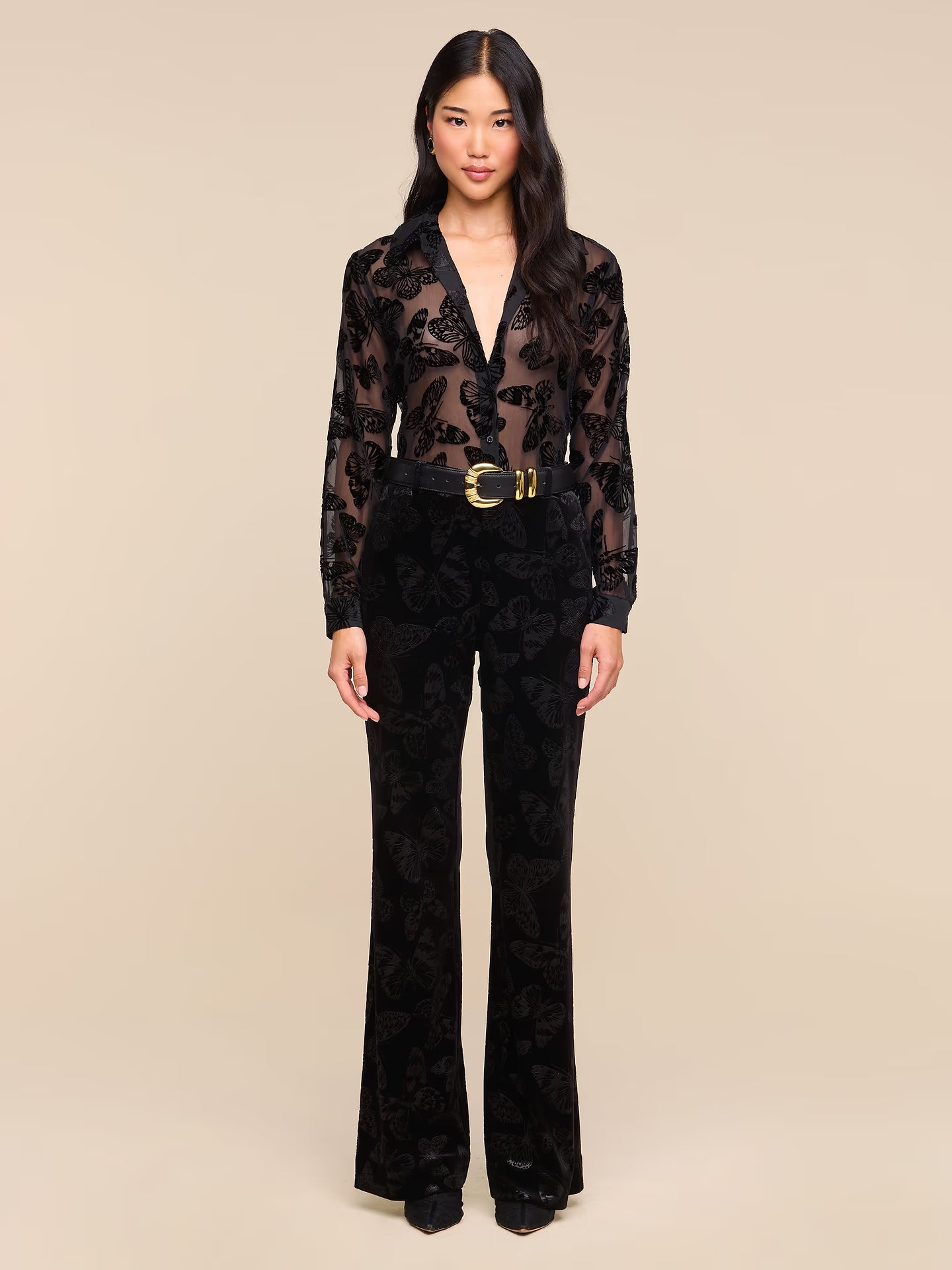 Laurent Velvet Blouse - Black Butterfly