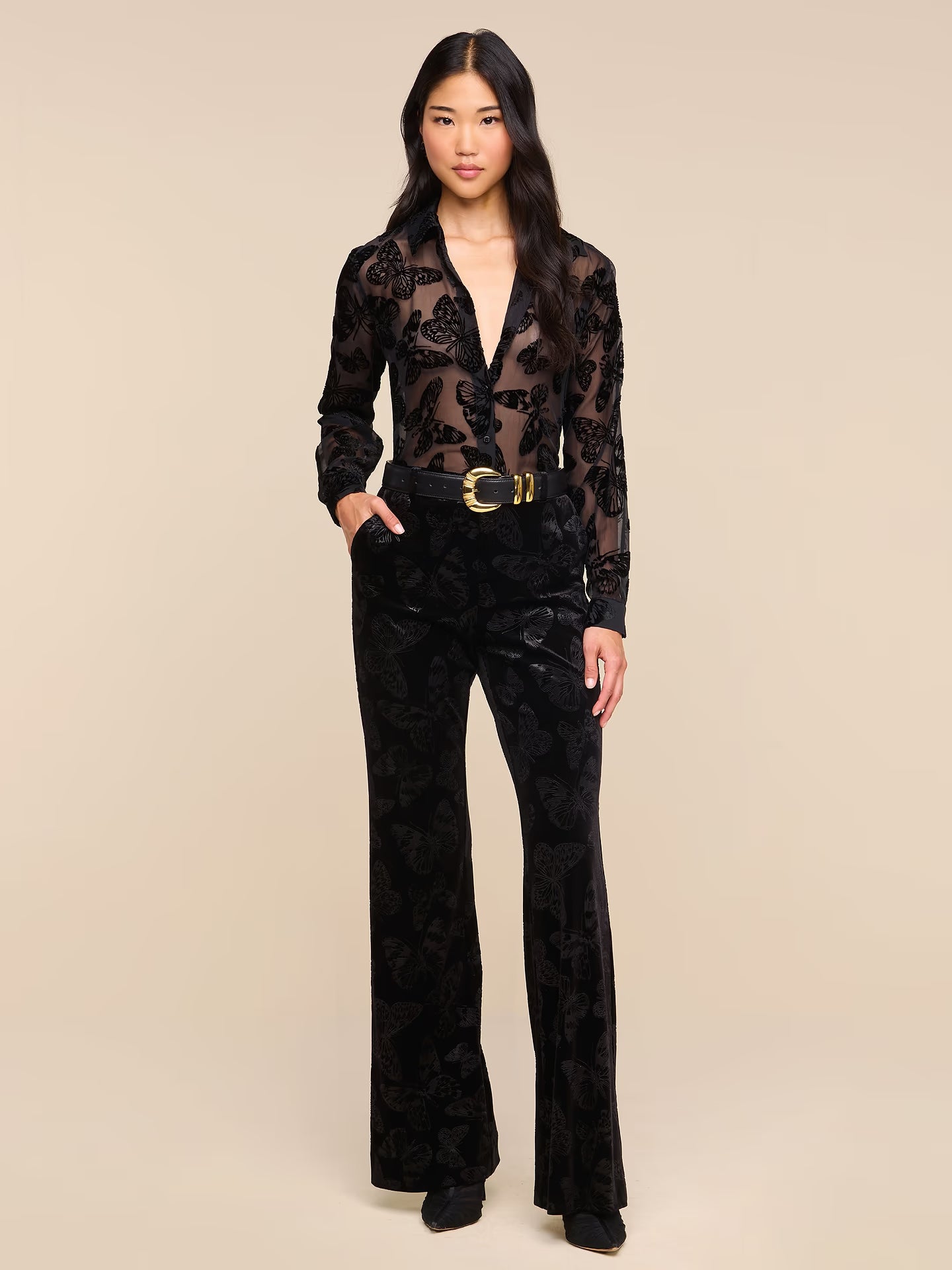 Laurent Velvet Blouse - Black Butterfly