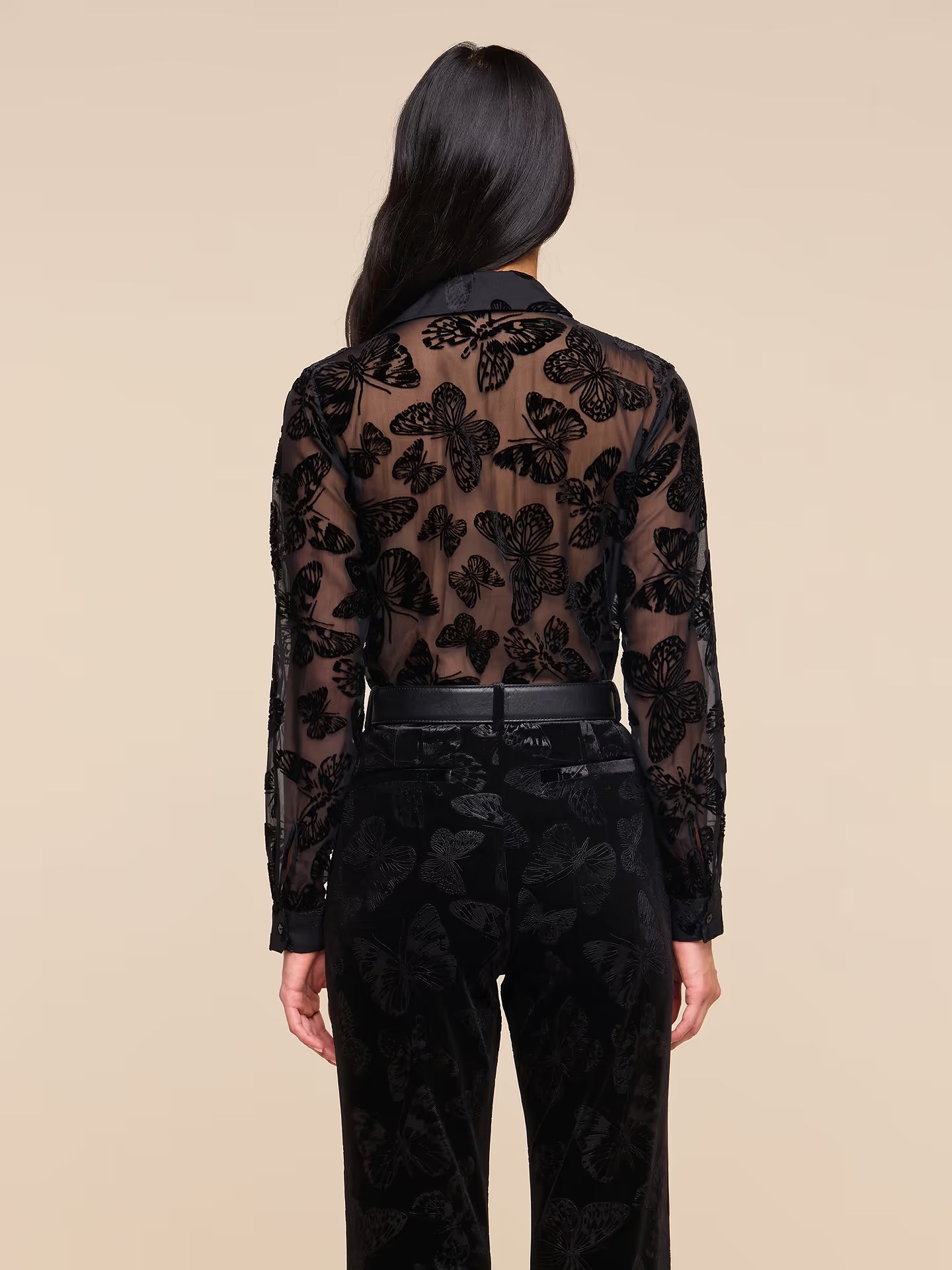 Laurent Velvet Blouse - Black Butterfly