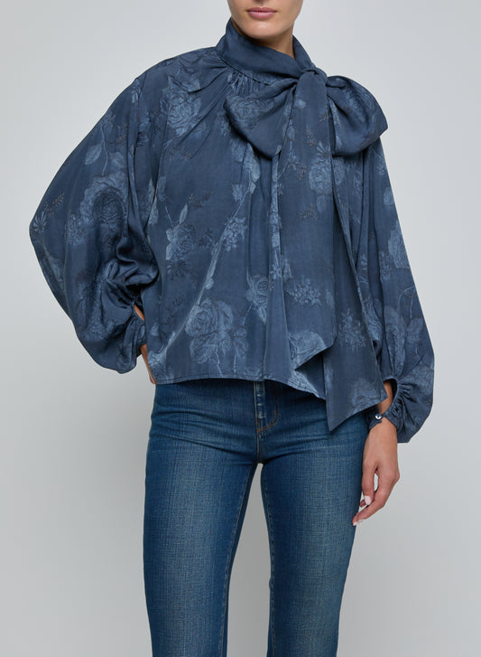 Rhett Oversized Blouse - Vintage Indigo Floral