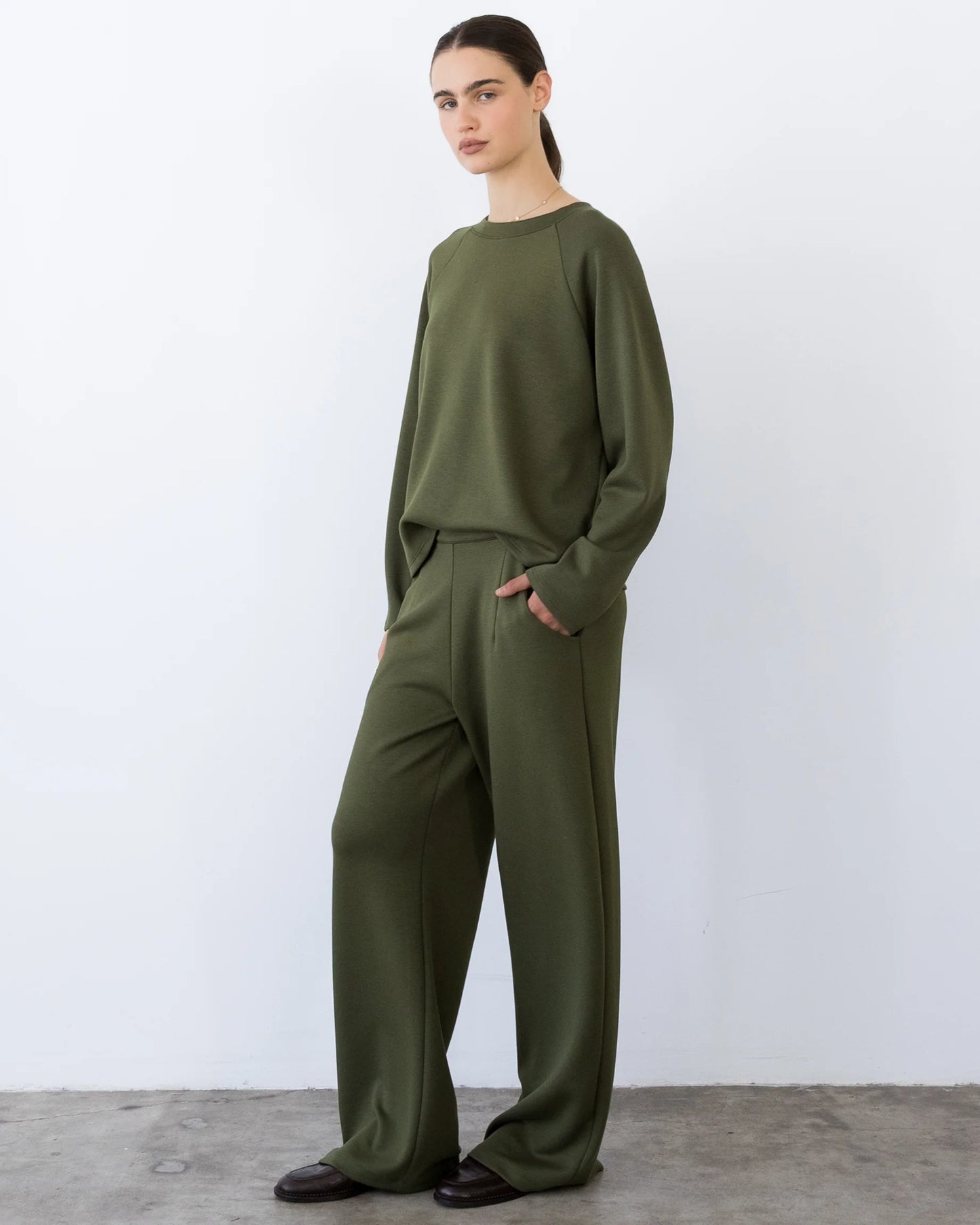 Scuba Oversized Raglan Top - Olive