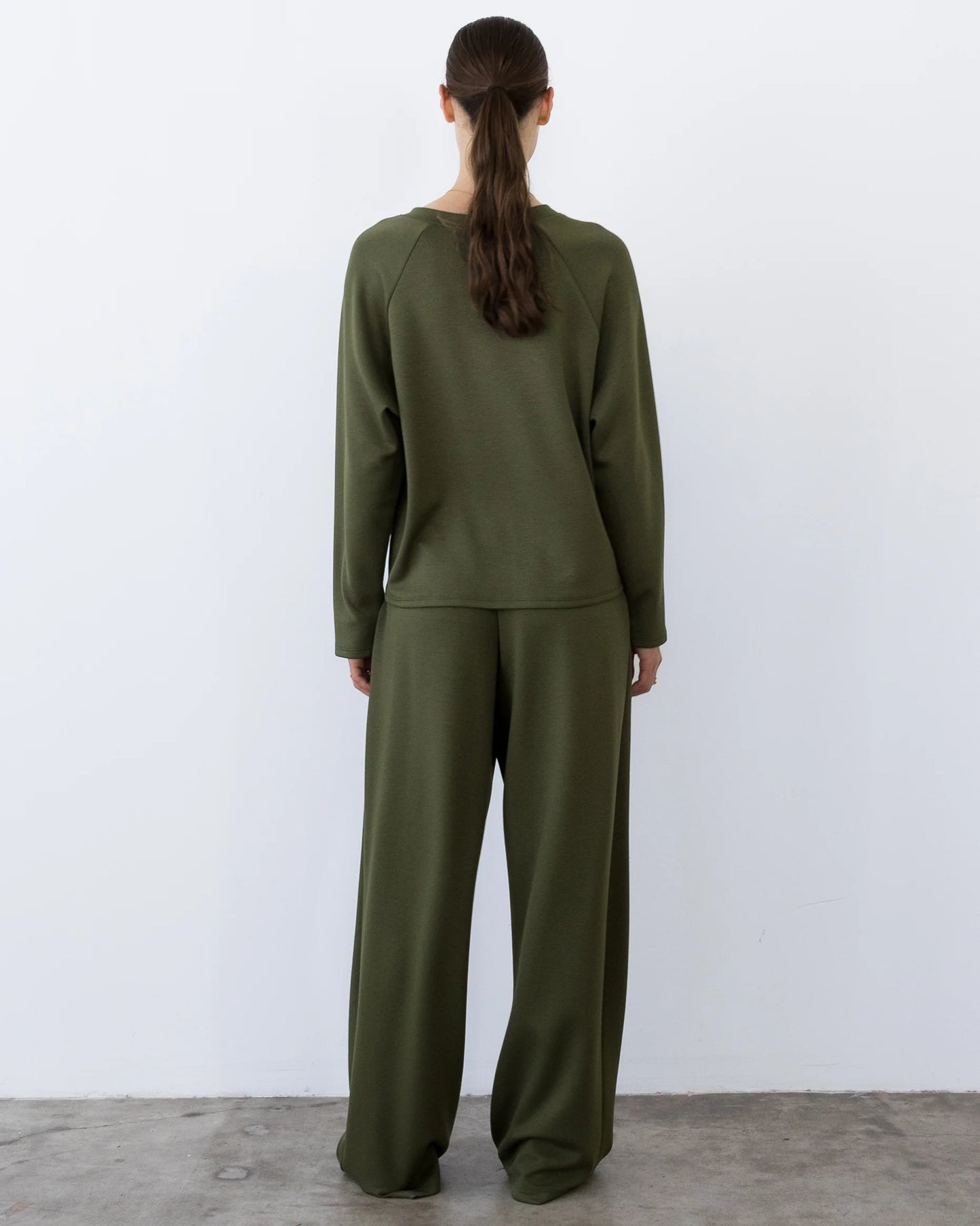 Scuba Oversized Raglan Top - Olive