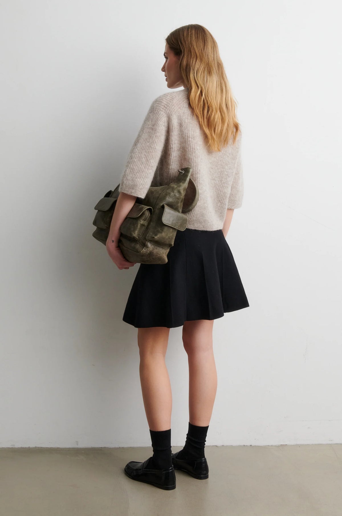Andrea Knit Rib Cardigan - Light Beige
