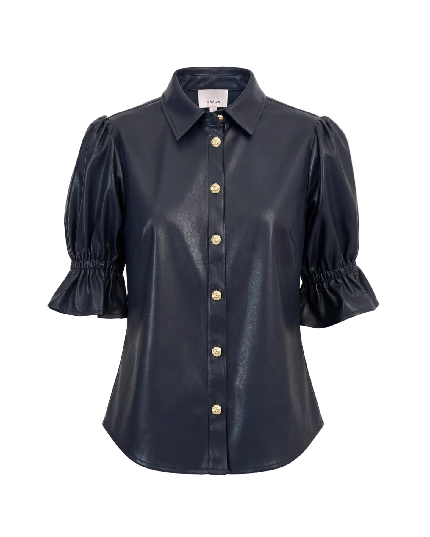 Lite Vegan Leather Fiona Top - Navy