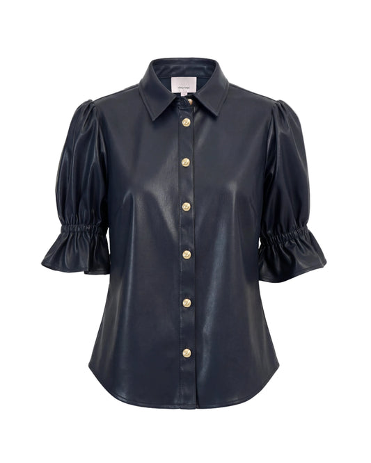 Lite Vegan Leather Fiona Top - Navy