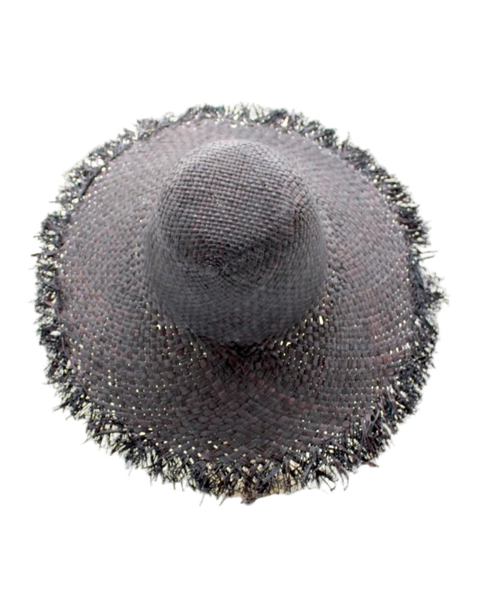 5" Brim Straw Sun Hat - Black