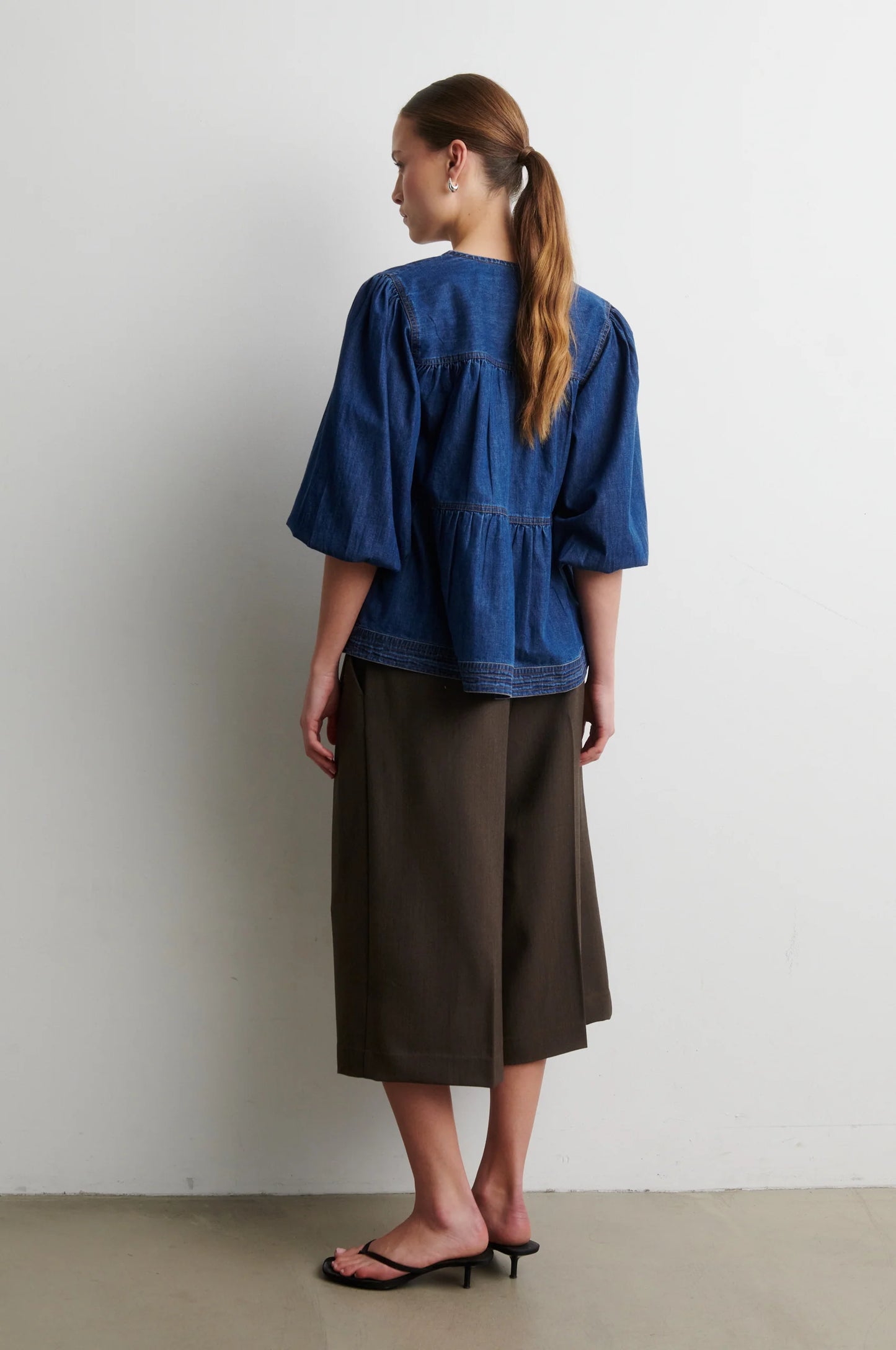 Evana Denim Blouse - Blue Denim
